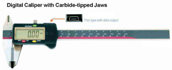 Digital Caliper with Carbide Tipped Jaws